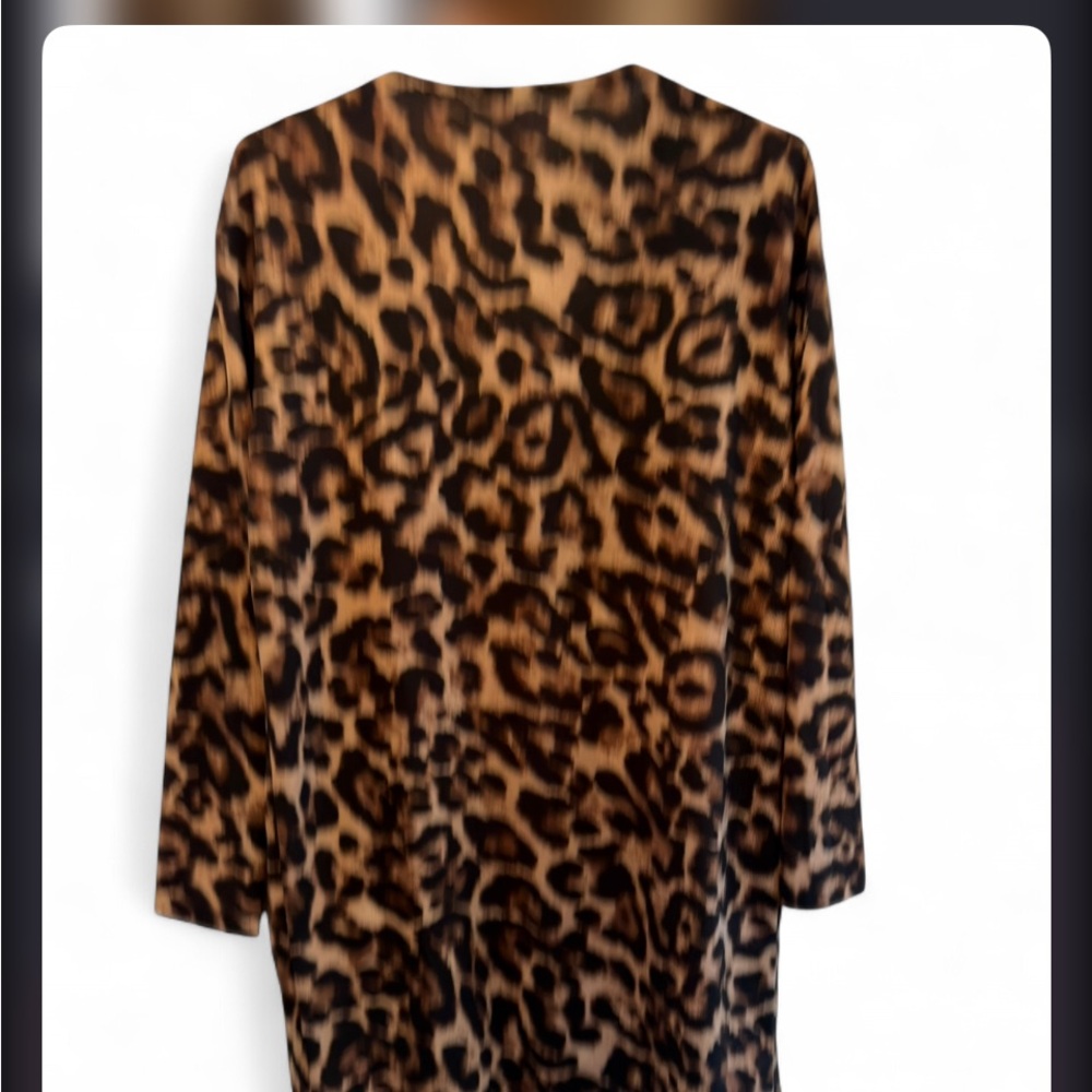 Leopard Print Open Cardigan - Brown & Black Animal Print - Picture 4 of 6